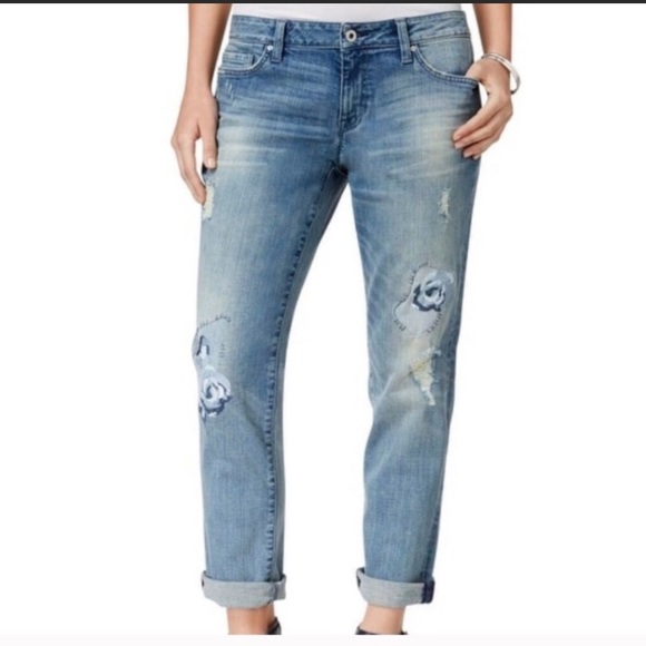 Tommy Hilfiger Denim - Tommy Hilfiger Distressed Blue Flower Jeans Size 8
